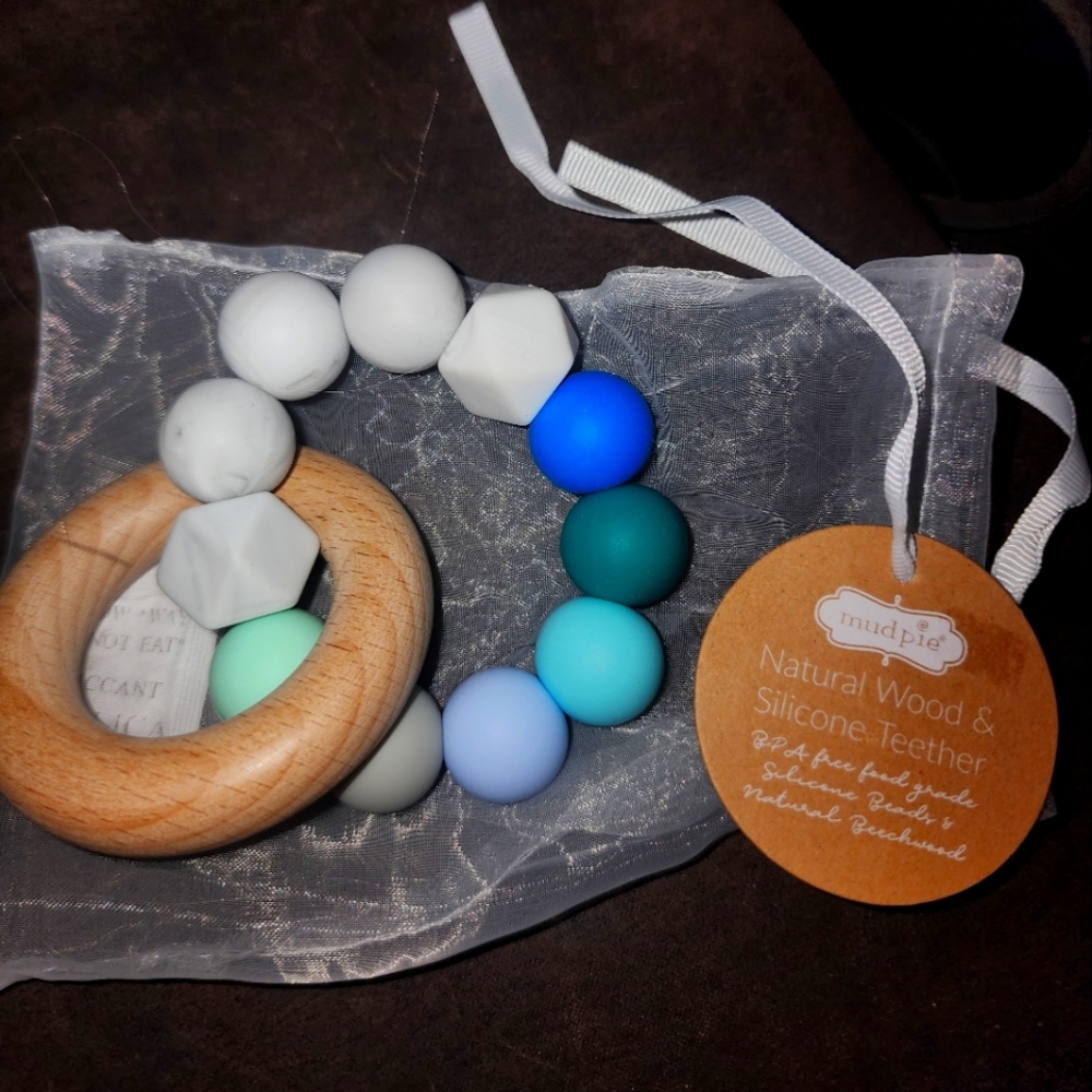 Mud pie Blue Green Silicone Teether